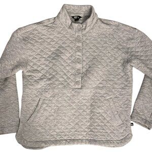 Eddie Bauer Women’s Quilted Grey Pullover Snap Sweatshirt L
